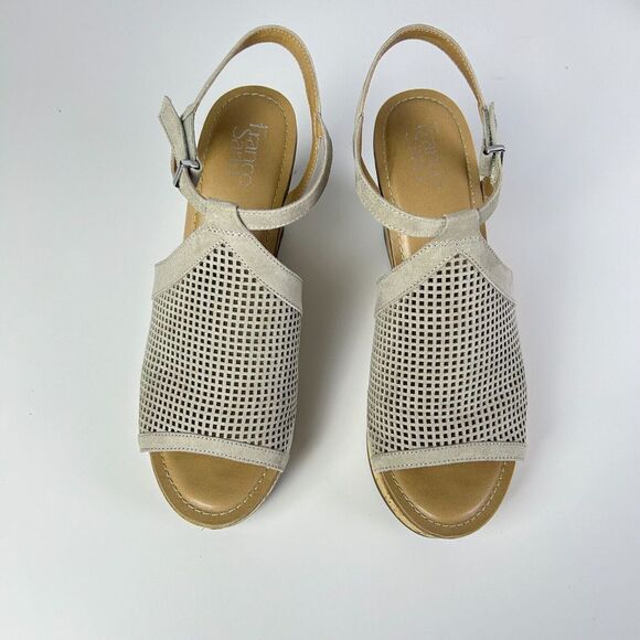 Franco Sarto Shoes - Franco Sarto Perforated Peep Toe Wedge Casual Boho Sandals Women's Size 10